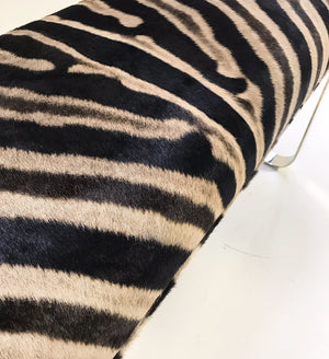 Milo Baughman Chrome Bench in Zebra Hide