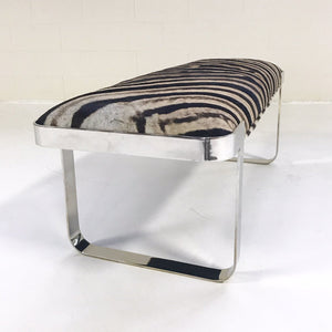 Milo Baughman Chrome Bench in Zebra Hide
