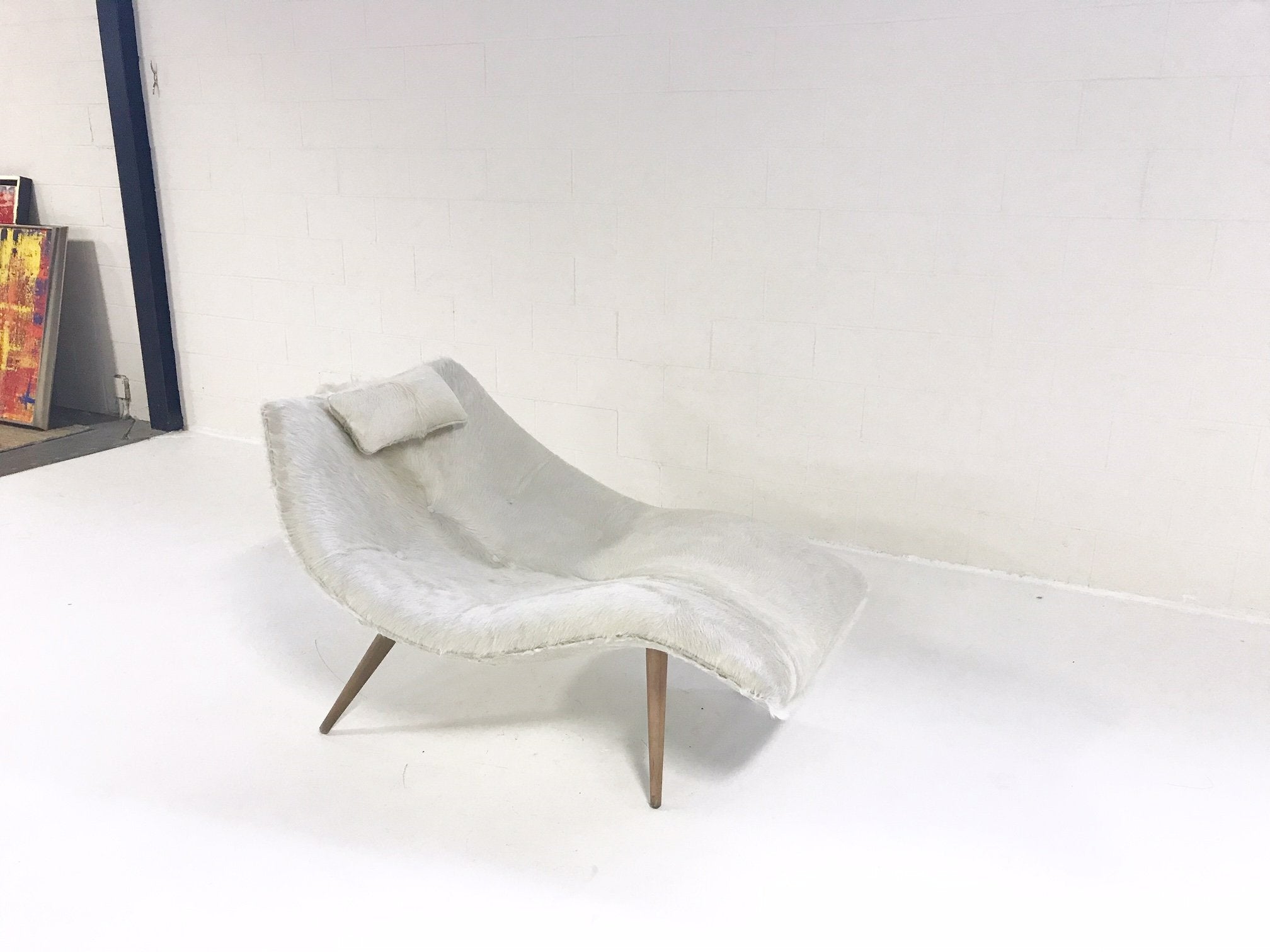 Rare Adrian Pearsall 1828 C Chaise Lounge Chair in Ivory Cowhide