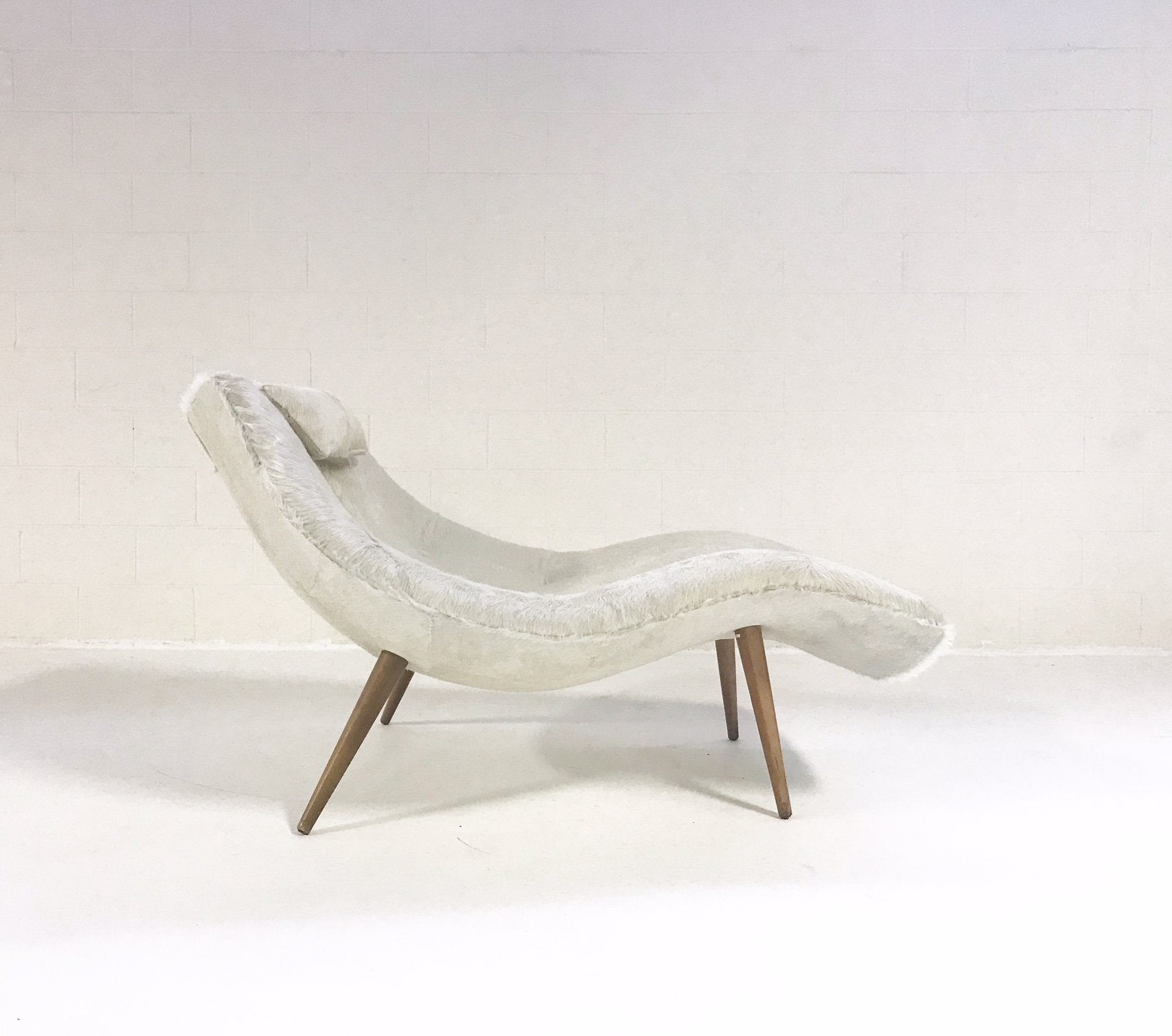 Rare Adrian Pearsall 1828 C Chaise Lounge Chair in Ivory Cowhide
