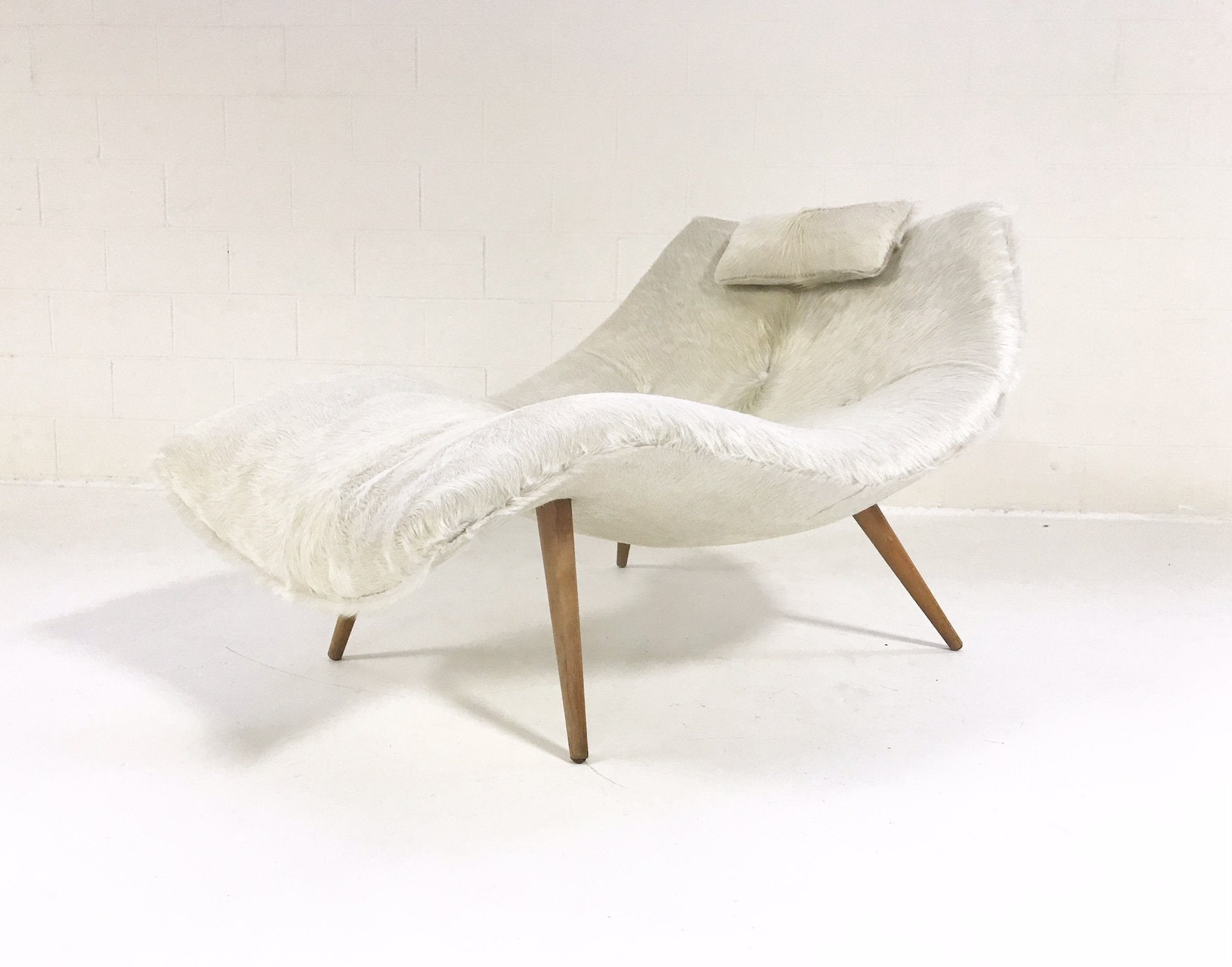 Rare Adrian Pearsall 1828 C Chaise Lounge Chair in Ivory Cowhide