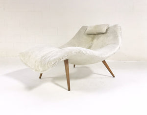 Rare Adrian Pearsall 1828 C Chaise Lounge Chair in Ivory Cowhide
