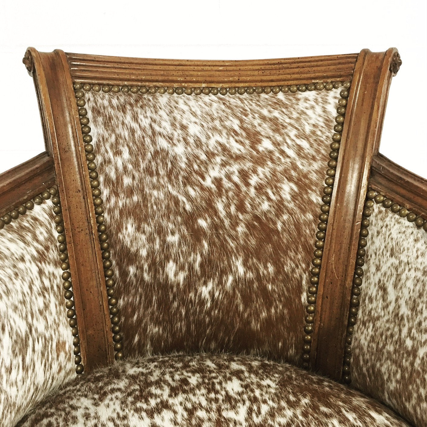 Swivel Chair in Brown and White Speckled Cowhide