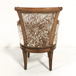 Swivel Chair in Brown and White Speckled Cowhide