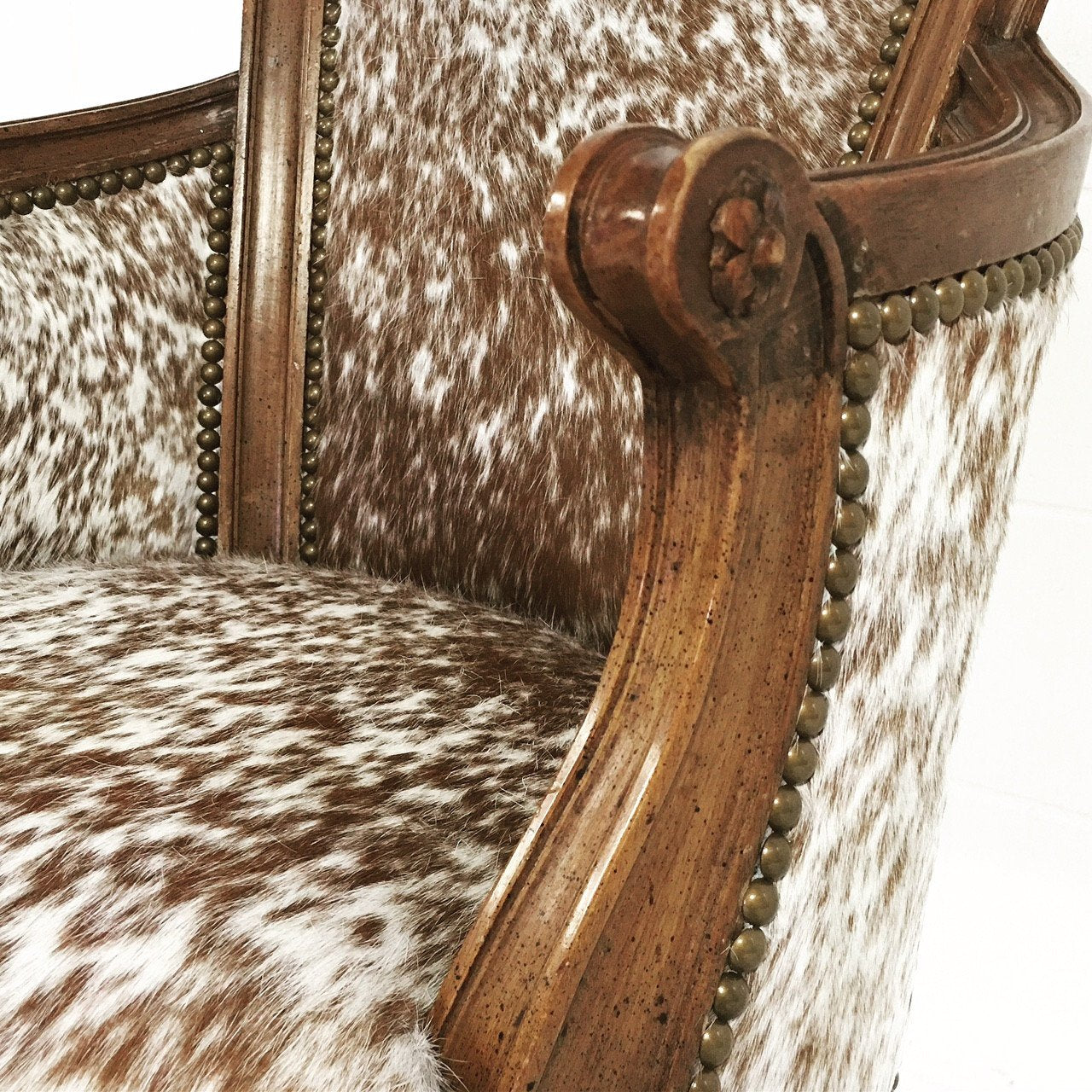 Swivel Chair in Brown and White Speckled Cowhide