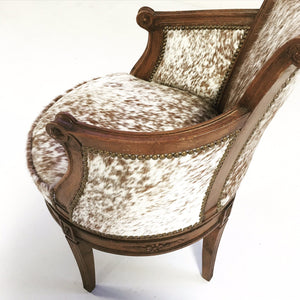 Swivel Chair in Brown and White Speckled Cowhide
