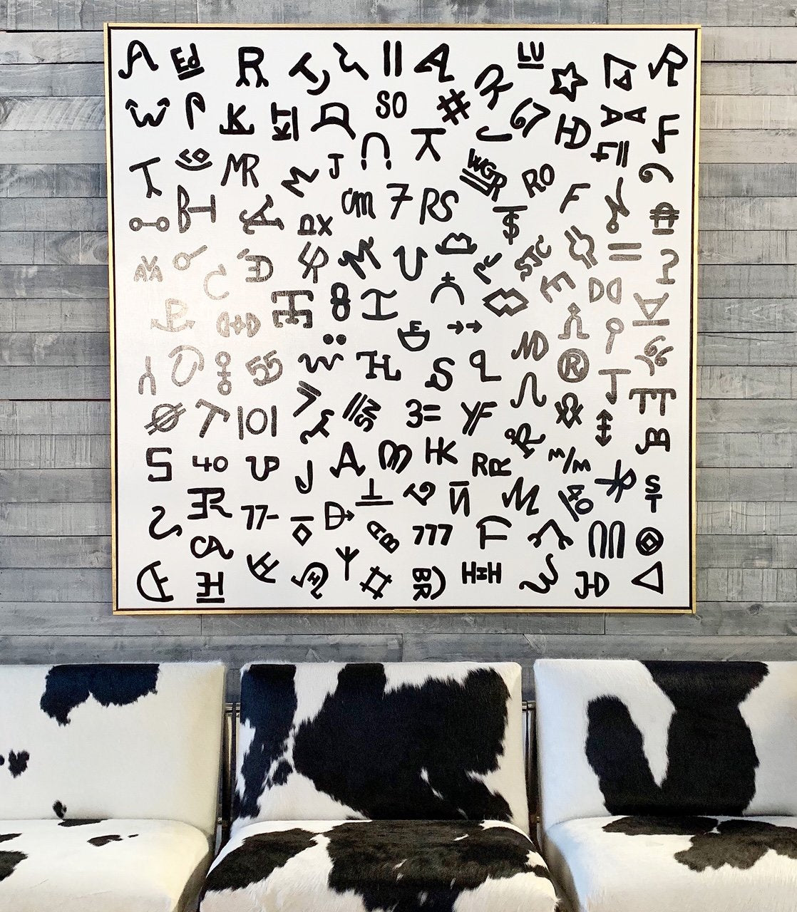 John O'Hara. Brands in Black on White. 68.5x68.5"