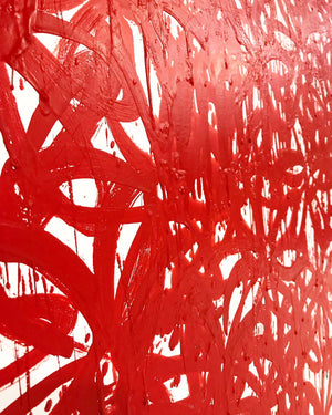John O'Hara. Daisies, Red. 69x69"