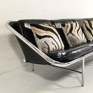 Model 6833 Leather Sling Sofa, George Nelson for Herman Miller, with Four Zebra Hide Pillows
