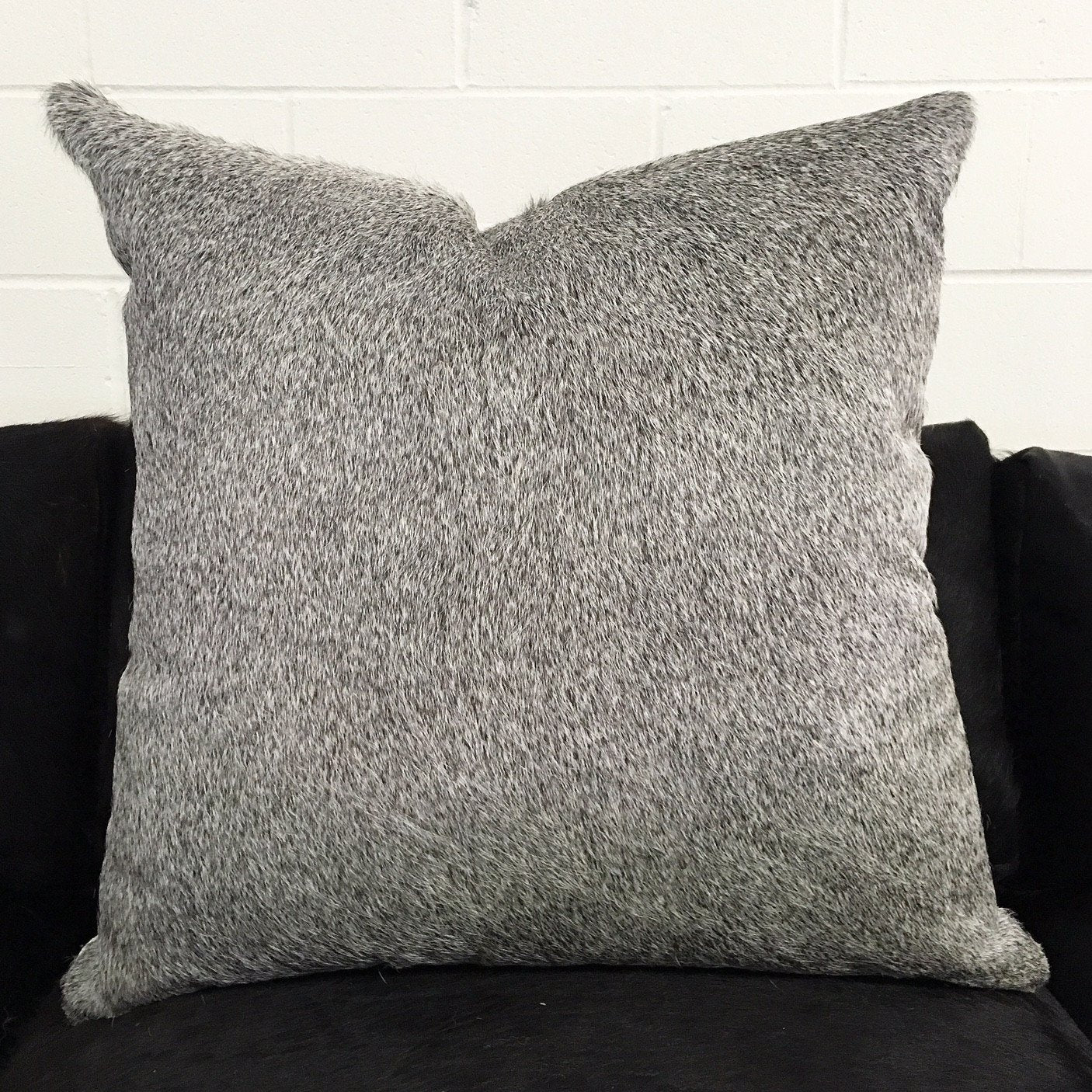 Salt & Pepper Grey Cowhide Pillow