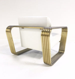 c. 1975 Jay Spectre Lounge Chair with New Zealand Sheepskin Throw