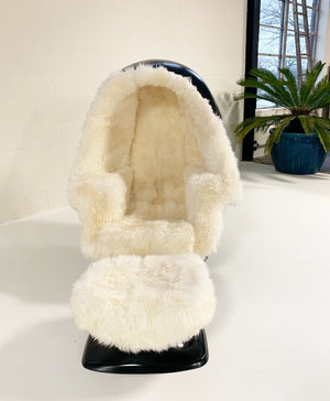 1970s Lee West Alpha Egg Chair and Ottoman in New Zealand Sheepskin
