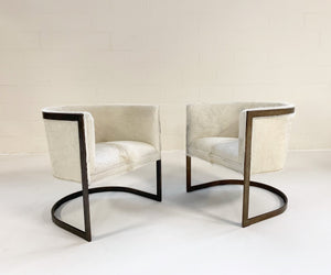 Brass Cantilever Chairs in Brazilian Cowhide