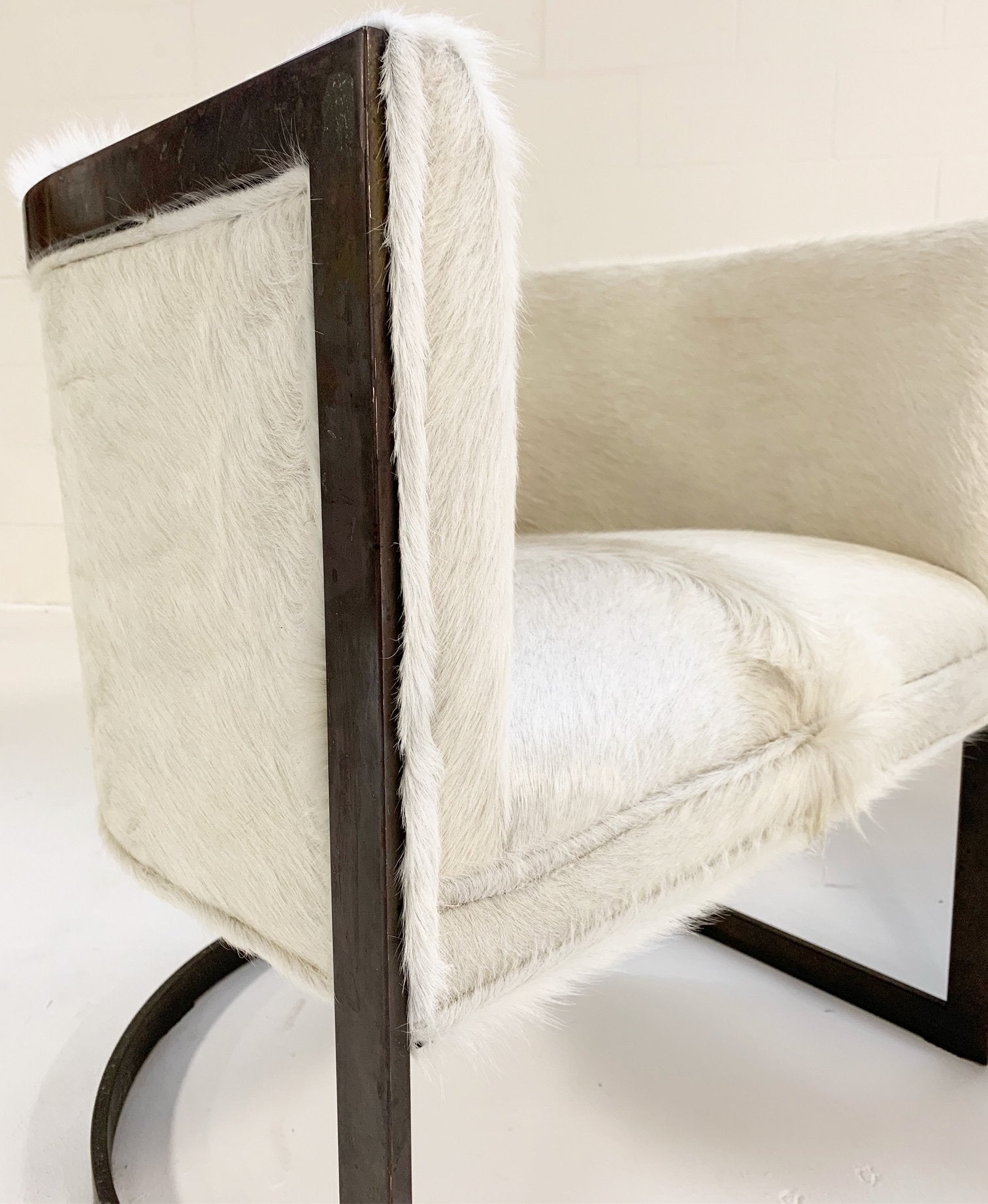 Brass Cantilever Chairs in Brazilian Cowhide