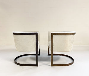 Brass Cantilever Chairs in Brazilian Cowhide