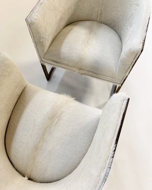 Brass Cantilever Chairs in Brazilian Cowhide