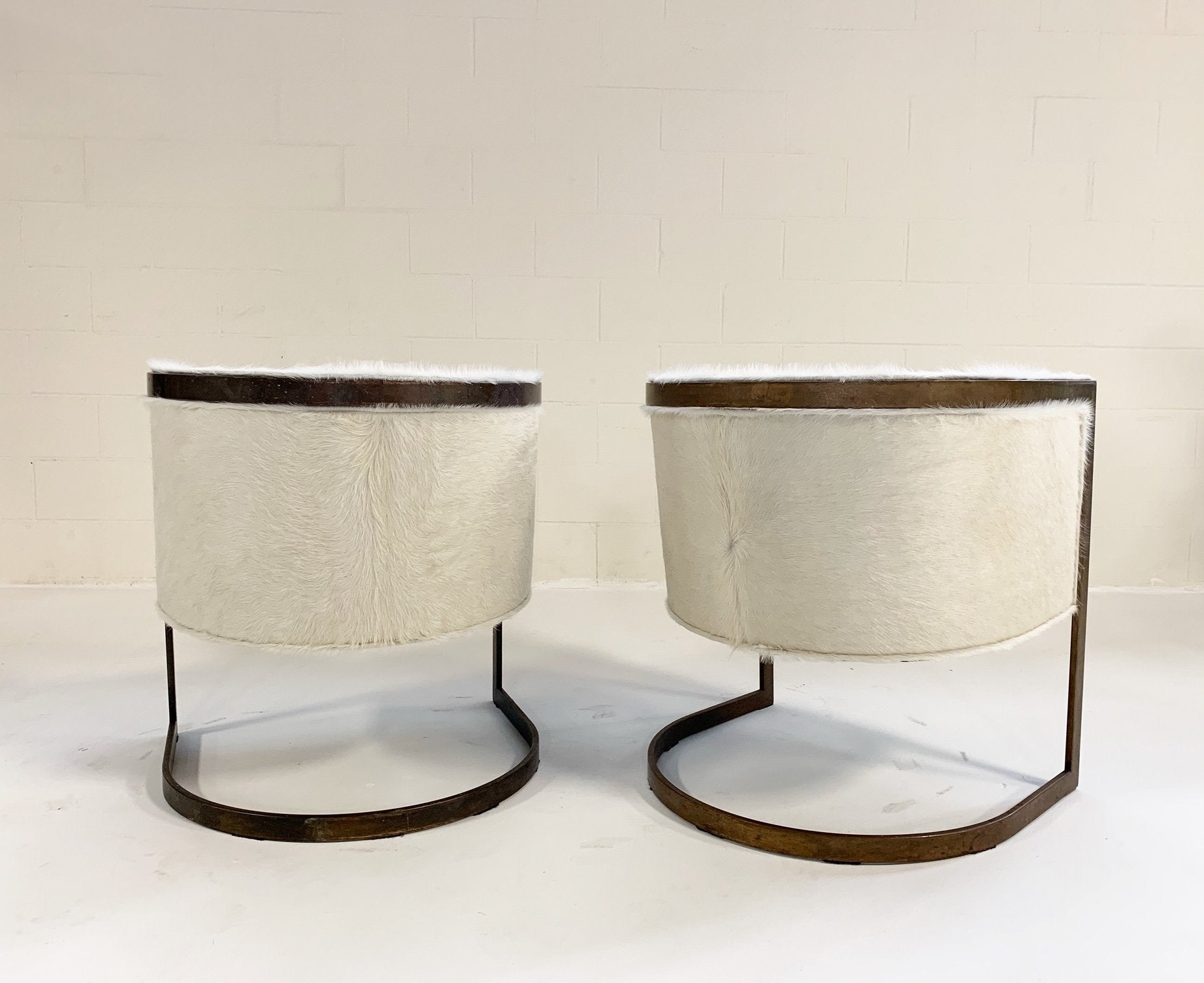 Brass Cantilever Chairs in Brazilian Cowhide