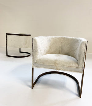 Brass Cantilever Chairs in Brazilian Cowhide