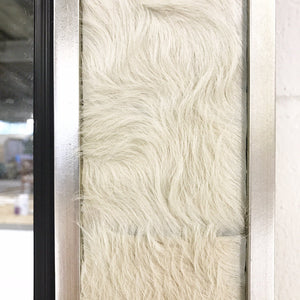 Beveled Mirror in Ivory Cowhide Patchwork and Silver Finish Frame 36x48"