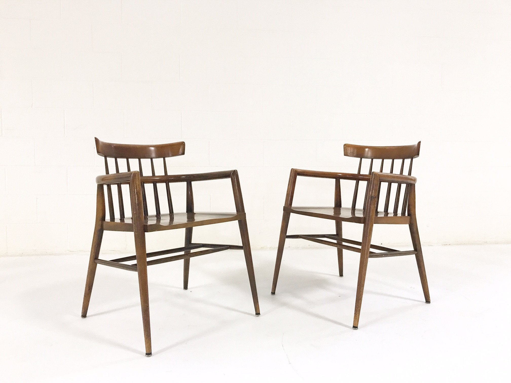 Paul McCobb Captain Chairs with Brazilian Sheepskins
