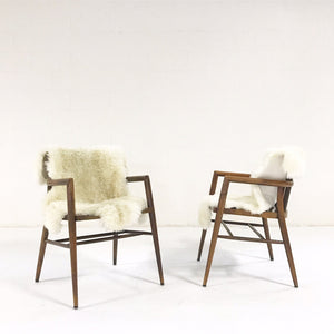 Paul McCobb Captain Chairs with Brazilian Sheepskins