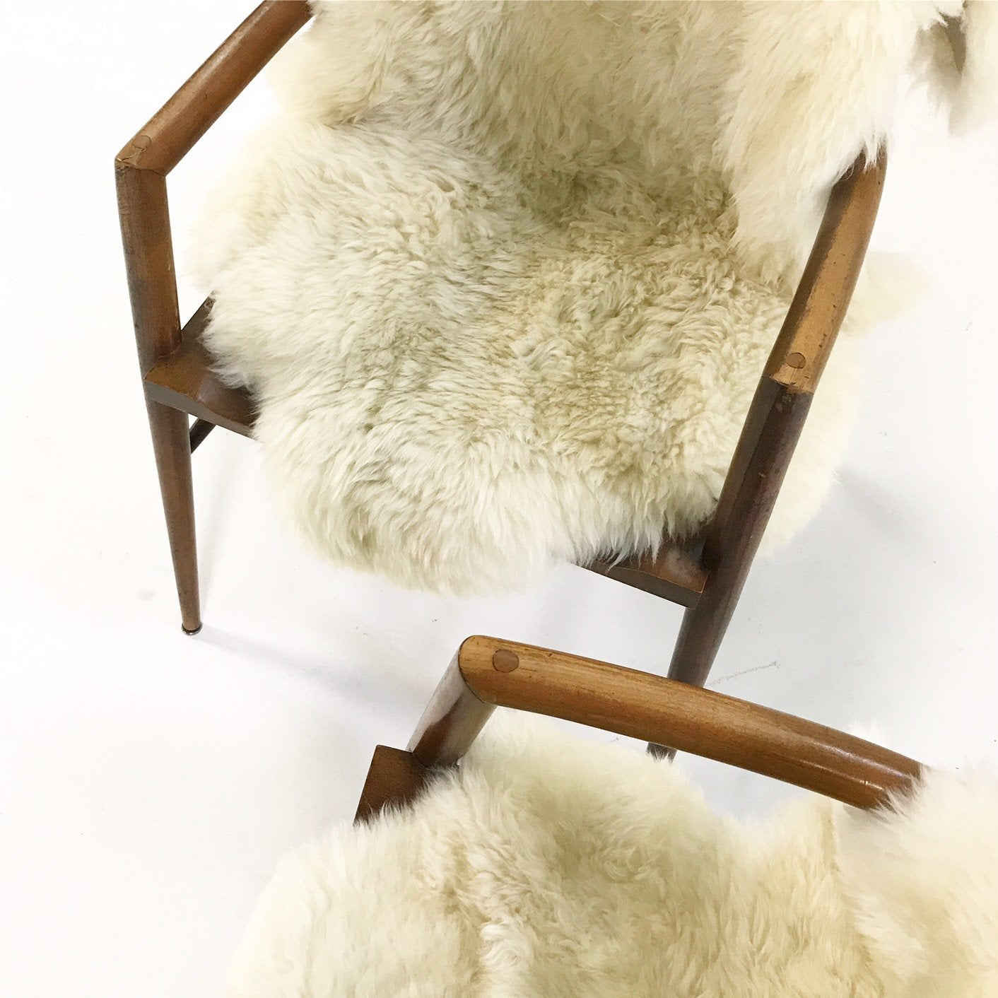 Paul McCobb Captain Chairs with Brazilian Sheepskins