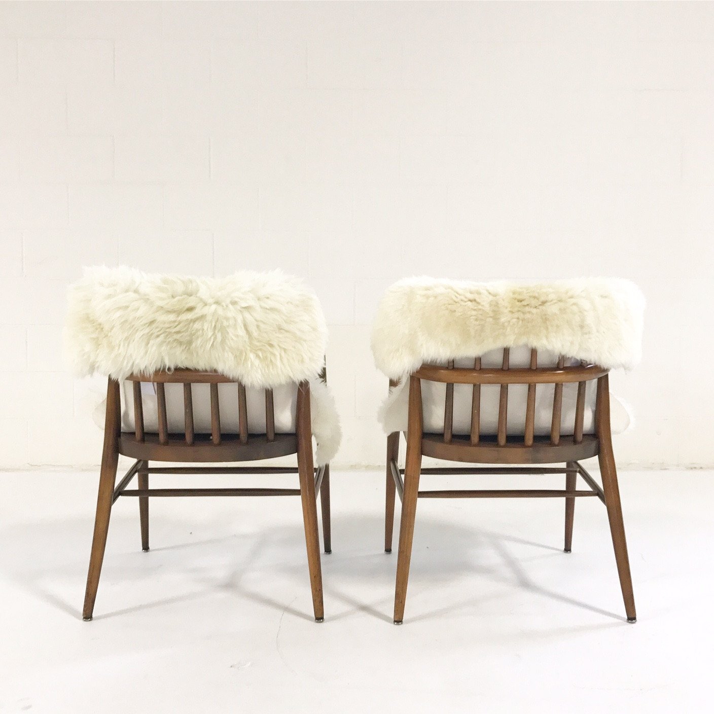 Paul McCobb Captain Chairs with Brazilian Sheepskins