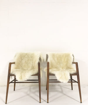 Paul McCobb Captain Chairs with Brazilian Sheepskins