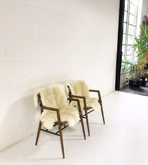 Paul McCobb Captain Chairs with Brazilian Sheepskins