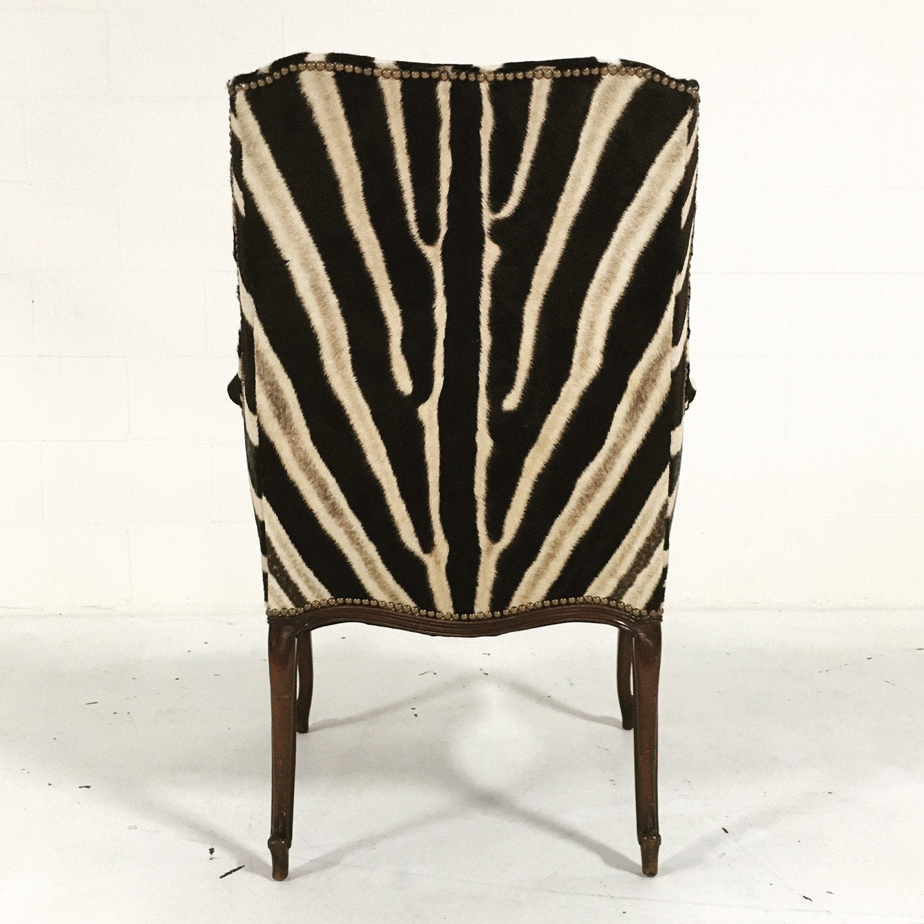 ENGLISH MAHOGANY WINGBACK ARMCHAIR IN Zebra