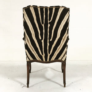 ENGLISH MAHOGANY WINGBACK ARMCHAIR IN Zebra