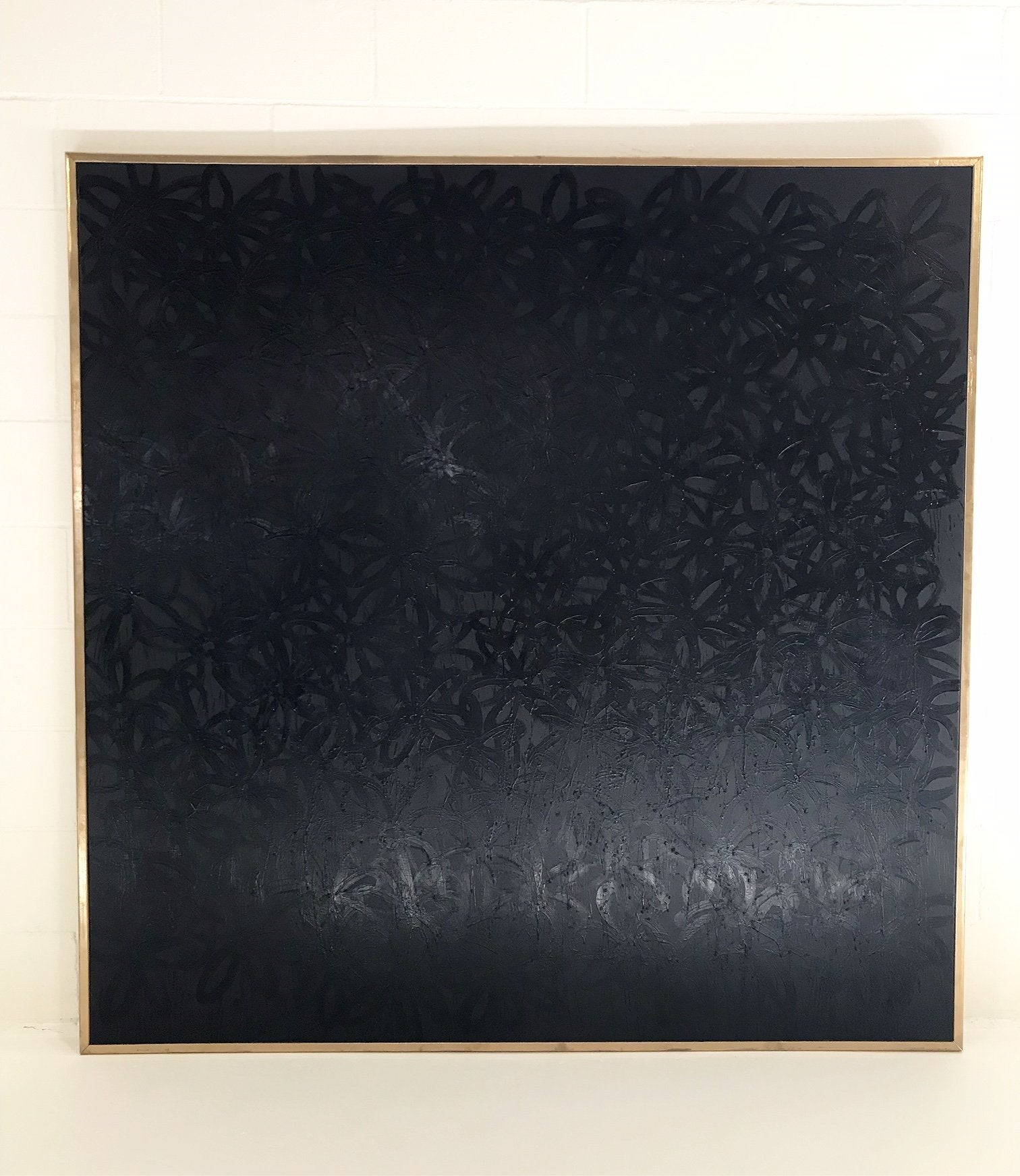 John O'Hara. Daisies, Black on Black. 69x69"