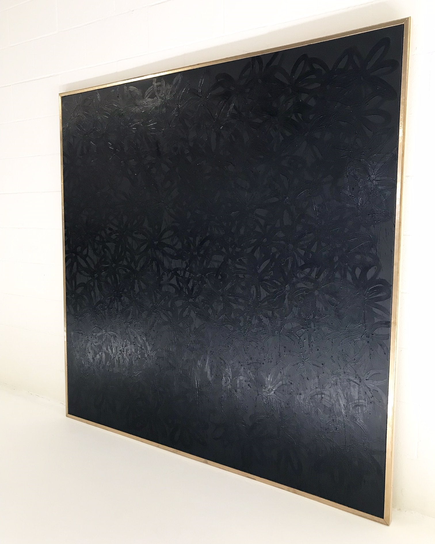 John O'Hara. Daisies, Black on Black. 69x69"