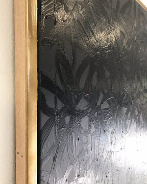 John O'Hara. Daisies, Black on Black. 69x69"