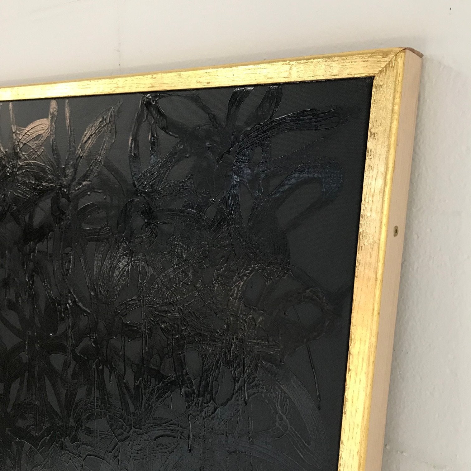 John O'Hara. Daisies, Black on Black. 49.5x61.5"