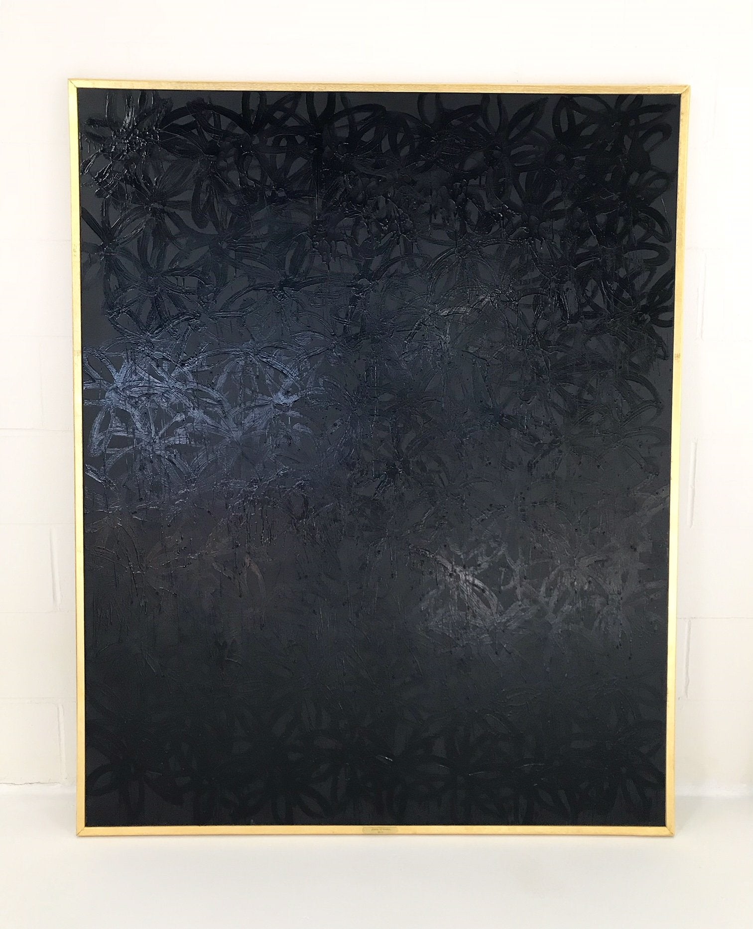John O'Hara. Daisies, Black on Black. 49.5x61.5"