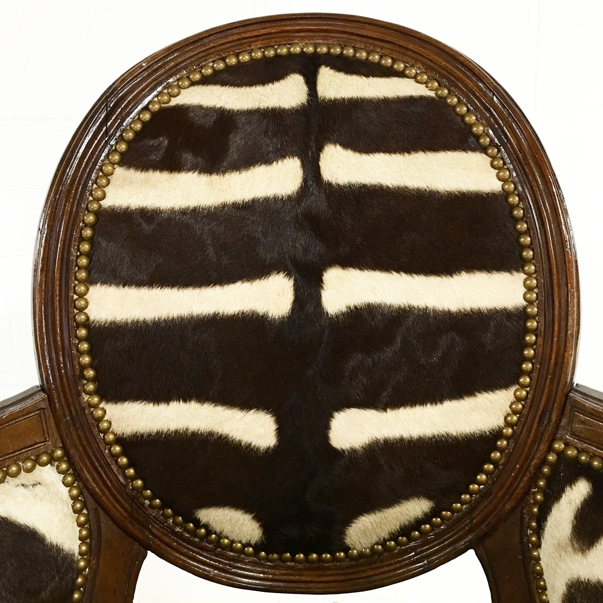 Louis XVI Style Walnut Bergere with Zebra Hide