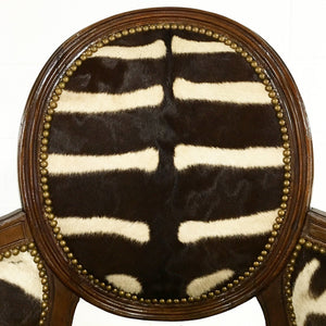 Louis XVI Style Walnut Bergere with Zebra Hide