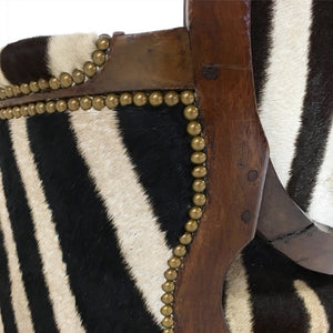 Louis XVI Style Walnut Bergere with Zebra Hide