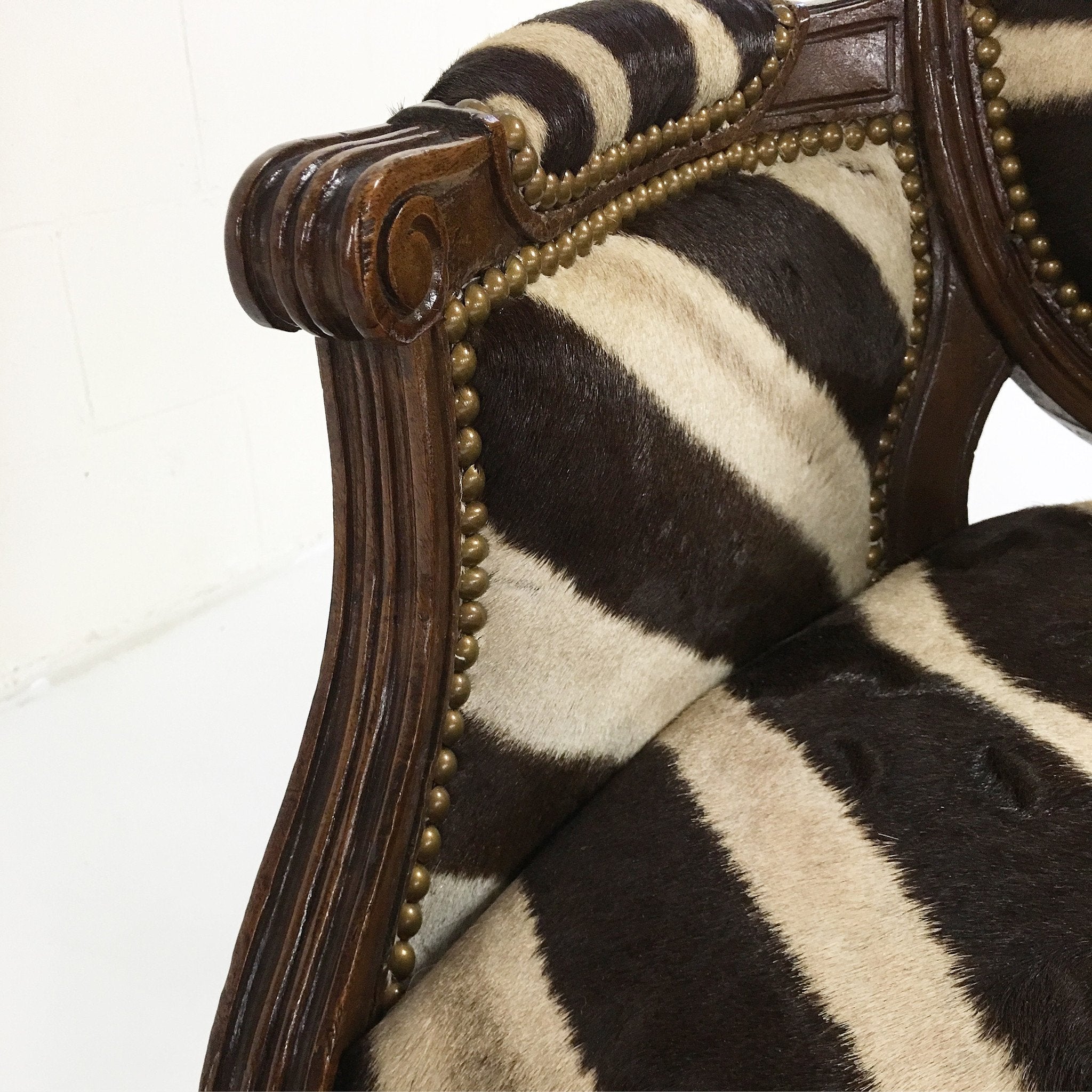 Louis XVI Style Walnut Bergere with Zebra Hide