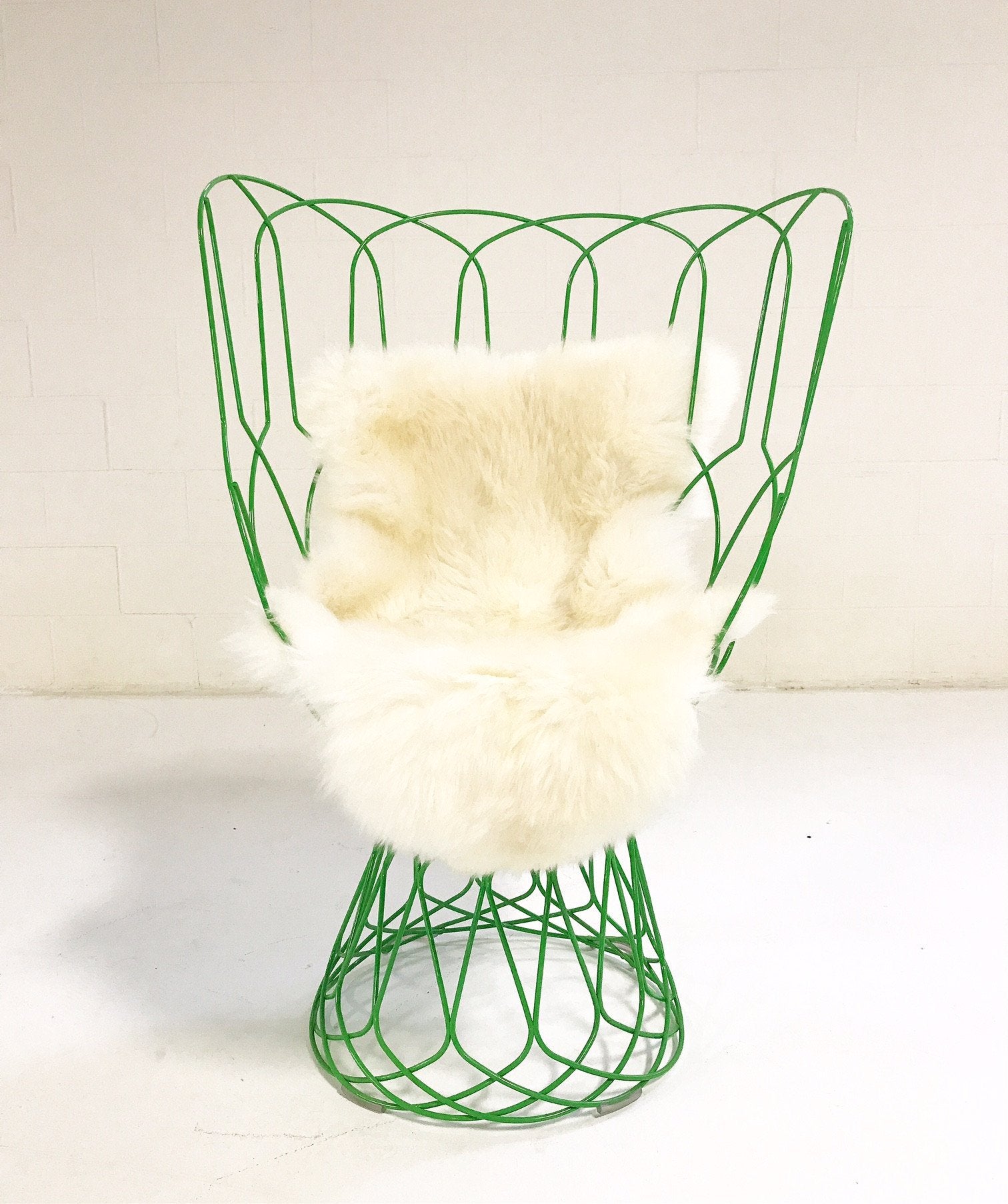 Patricia Urquiola Green Re-Trouve Highback Chair With New Zealand Sheepskin