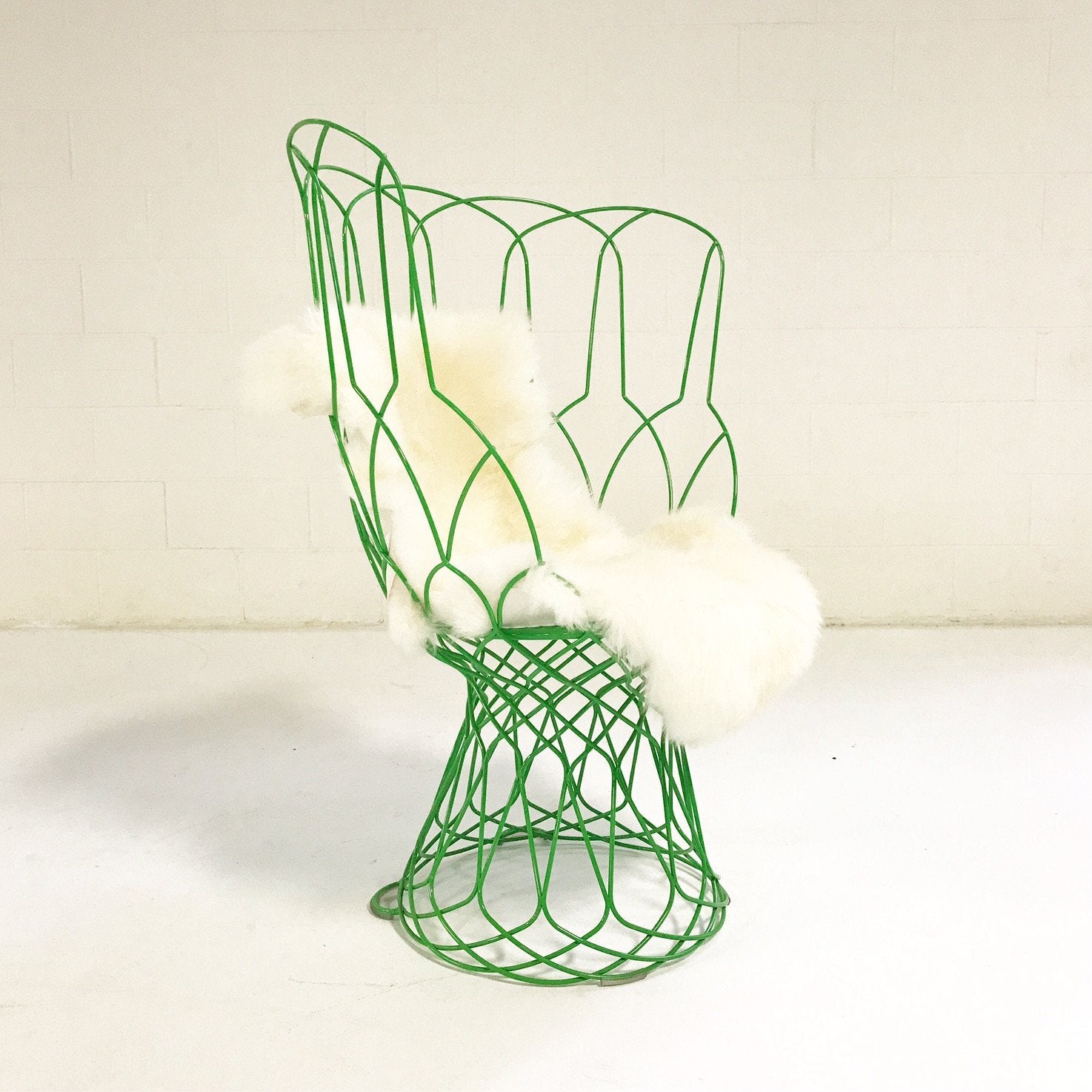 Patricia Urquiola Green Re-Trouve Highback Chair With New Zealand Sheepskin