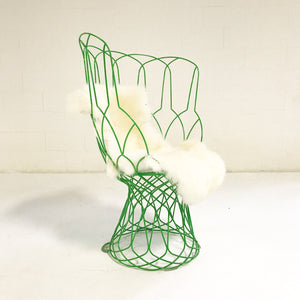 Patricia Urquiola Green Re-Trouve Highback Chair With New Zealand Sheepskin