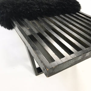 A Model 4692 Platform Bench, George Nelson & Associates for Herman Miller with Brazilian Sheepskin Throw