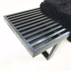 A Model 4692 Platform Bench, George Nelson & Associates for Herman Miller with Brazilian Sheepskin Throw