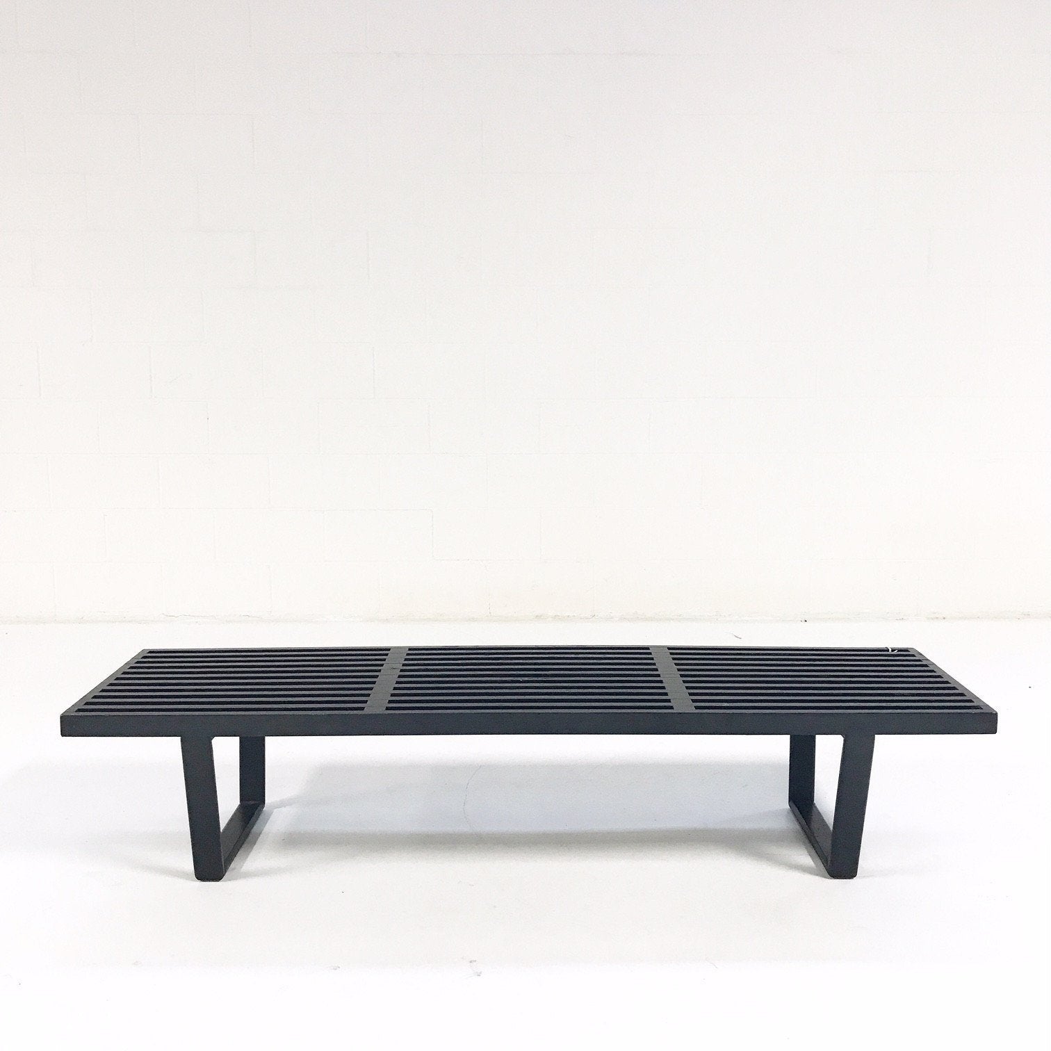 A Model 4692 Platform Bench, George Nelson & Associates for Herman Miller with Brazilian Sheepskin Throw