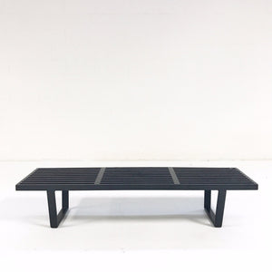 A Model 4692 Platform Bench, George Nelson & Associates for Herman Miller with Brazilian Sheepskin Throw