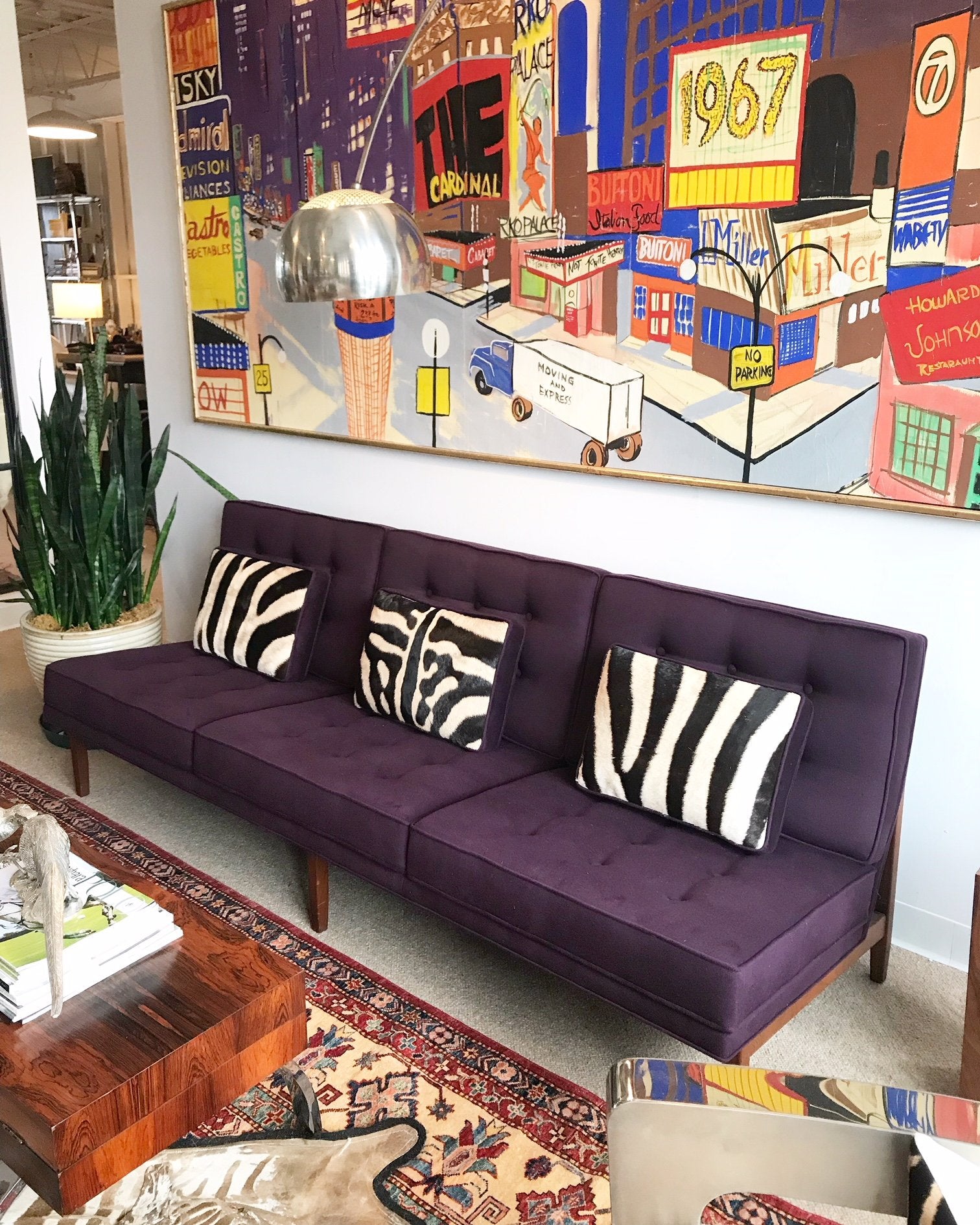 Florence Knoll Sofa in Loro Piana Aubergine Cashmere