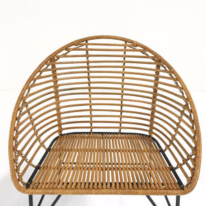 Mid-Century Iron and Rattan Chairs with Brazilian Sheepskins