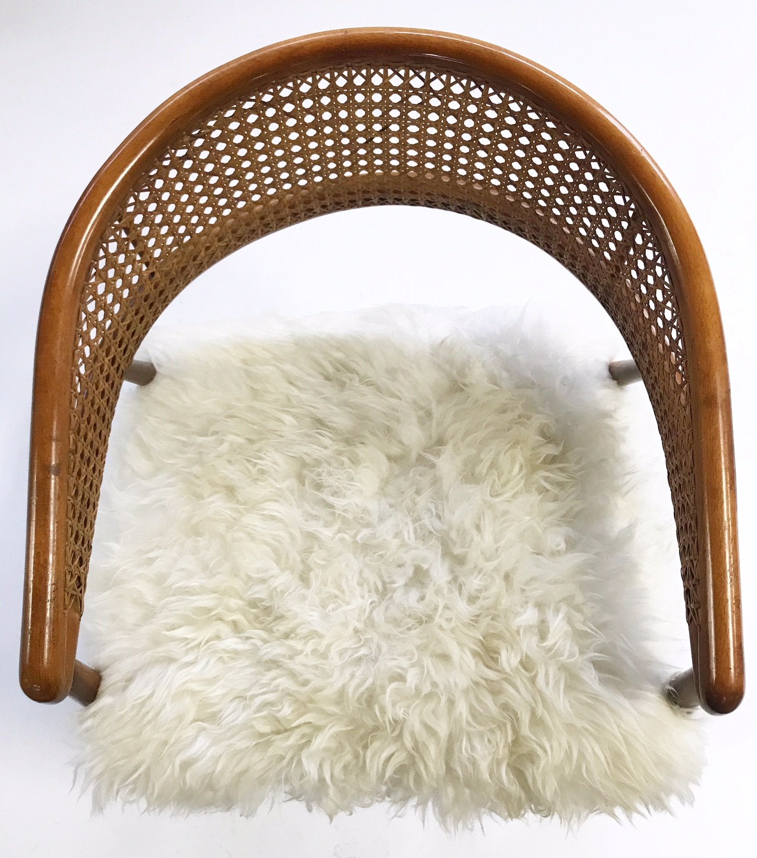 Caned Back Armchairs in Brazilian Sheepskin